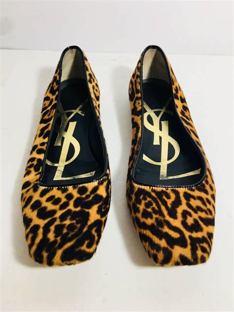 ysl leopard flats|ysl penny slippers.